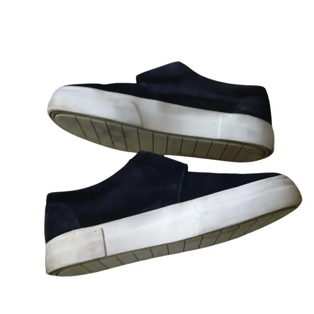 Vince Women's Size 8.5M Blue Suede Sneakers Fashion Tennis Hook Loop Closure